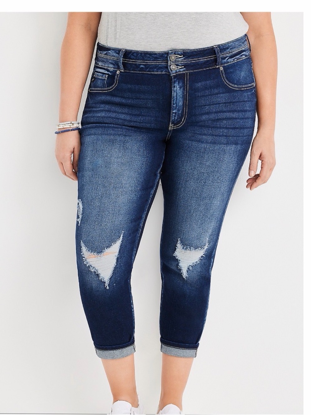Kancan High Rise Ripped Cropped Jeans Sz 24 Plus